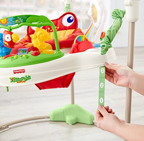 Fisher-Price Baby Bouncer Rainforest Jumperoo Activity Center with Music Lights Sounds and Developmental Toys