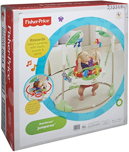 Fisher-Price Baby Bouncer Rainforest Jumperoo Activity Center with Music Lights Sounds and Developmental Toys