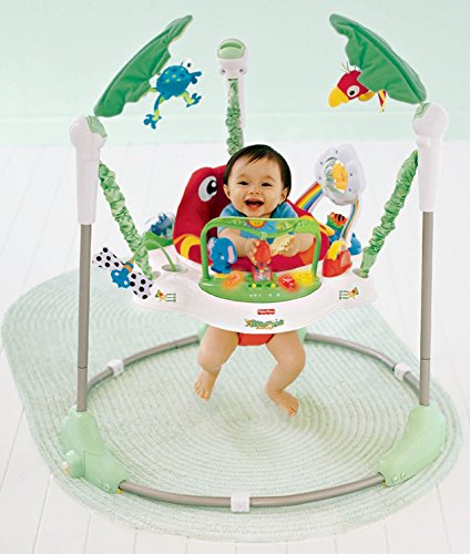 Fisher-Price Baby Bouncer Rainforest Jumperoo Activity Center with Music Lights Sounds and Developmental Toys