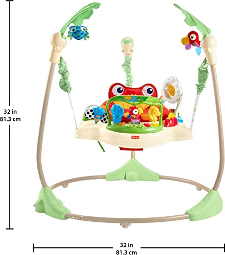 Fisher-Price Baby Bouncer Rainforest Jumperoo Activity Center with Music Lights Sounds and Developmental Toys