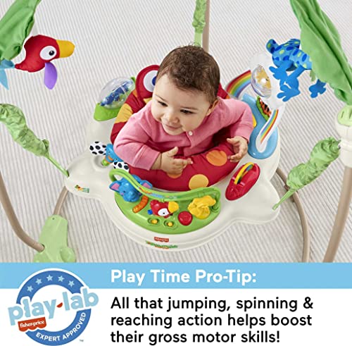 Fisher-Price Baby Bouncer Rainforest Jumperoo Activity Center with Music Lights Sounds and Developmental Toys