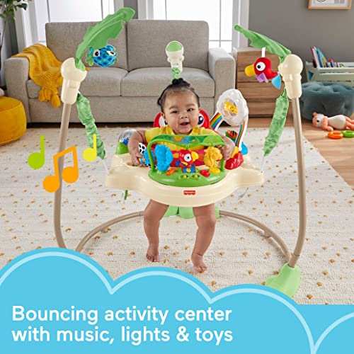 Fisher-Price Baby Bouncer Rainforest Jumperoo Activity Center with Music Lights Sounds and Developmental Toys