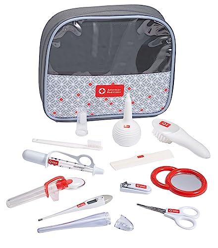 American Red Cross Deluxe Health and Grooming Kit| Infant and Baby Grooming | Infant and Baby Health | Thermometer, Medicine Dispenser, Comb, Brush, Nail Clippers and More with Convenient Tote