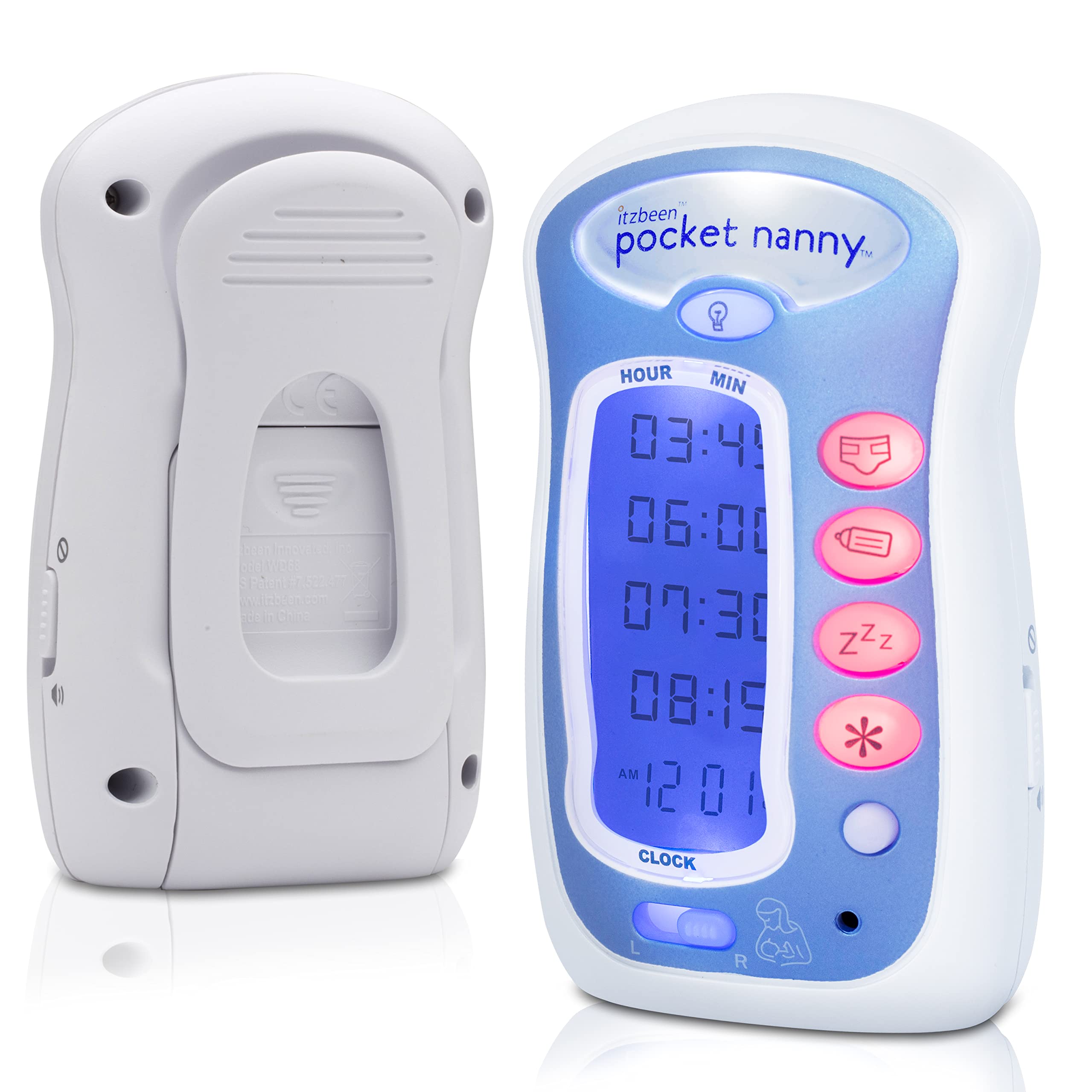 Pocket Nanny - Baby Care Timer, Round The Clock Tracker Includes 4 Different Count up Reminders for Nursing Sleeping Changing & More to Check How Long It's Been- Soft Glow Nightlight for Babies, Kids