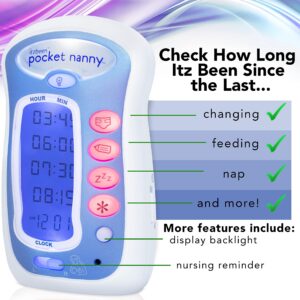 Pocket Nanny - Baby Care Timer, Round The Clock Tracker Includes 4 Different Count up Reminders for Nursing Sleeping Changing & More to Check How Long It's Been- Soft Glow Nightlight for Babies, Kids