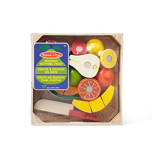 Melissa & Doug Cutting Fruit Set - Wooden Play Food Kitchen Accessory, Multi - Pretend Play Accessories, Wooden Cutting Fruit Toys For Toddlers And Kids Ages 3+