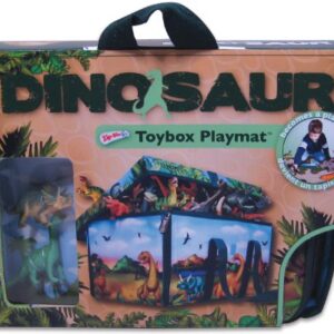 Neat Oh Dinosaur ZipBin, Convertible ToyBox 8x6x5 inches with 2Dinos, Zip Open for Pre-historic PlayMat 18 x16 inches | Zips Back Up for Strong,Sturdy,Stackable Storage,Holds upto 40 Dinos, Multicolor