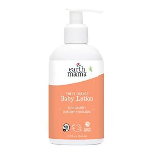 earth mama sweet orange baby lotion | nourishing organic calendula + rooibos for sensitive skin, 8 fl oz