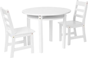 lipper international child's round table with shelf and 2 chairs, white