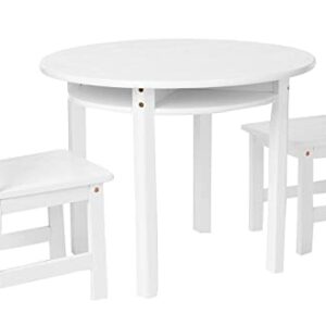 Lipper International Child's Round Table with Shelf and 2 Chairs, White