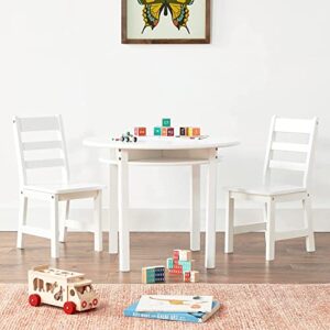 Lipper International Child's Round Table with Shelf and 2 Chairs, White