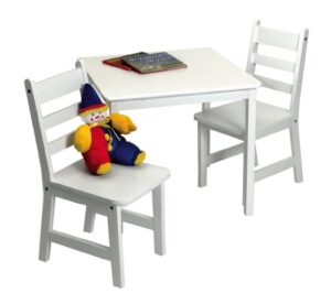 lipper international child's square table and 2 chairs, white