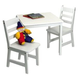 Lipper International Child's Square Table and 2 Chairs, White