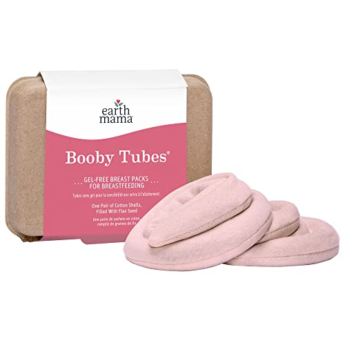 Earth Mama Booby Tubes | Gel-Free Hot & Cold Compress Nursing Packs for Breastfeeding & Tender Breasts, 4.2-Ounce