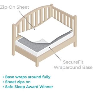 QuickZip Crib Sheet Set - Faster, Safer, Easier Baby Crib Sheets - Includes 1 Wraparound Base & 1 Zip-On Crib Sheet - White 100% Cotton - Fits All Standard Crib Mattresses
