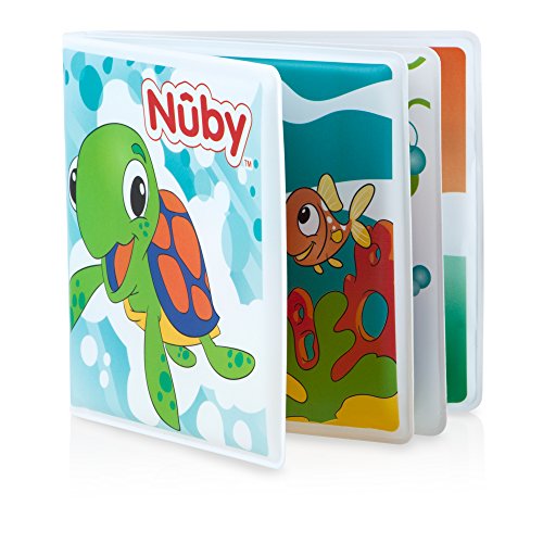 Nuby Bath Fun Time Book with Water-Proof Pages and Surprise Squeaker, Early Education, 0 M+