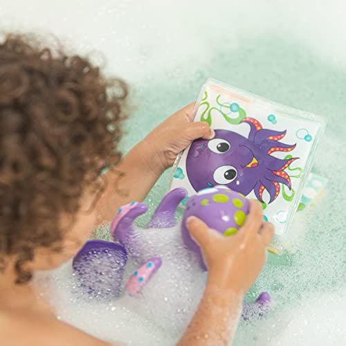 Nuby Bath Fun Time Book with Water-Proof Pages and Surprise Squeaker, Early Education, 0 M+