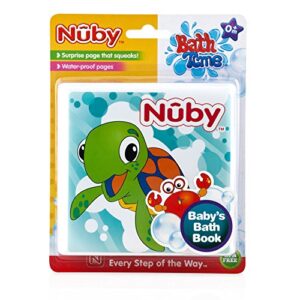 Nuby Bath Fun Time Book with Water-Proof Pages and Surprise Squeaker, Early Education, 0 M+