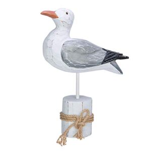 beachcombers seagull white piling figure figurine with rope coastal nautical table room home decor decoration 10.25" x 10.50" multi