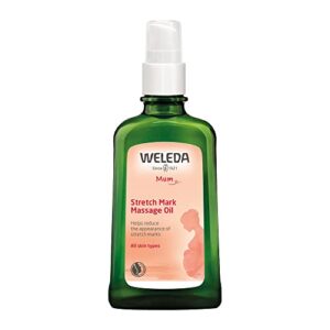 weleda stretch mark pregnancy massage oil, 3.4 fluid ounce, plant rich oil with vitamin e, sweet almond, jojoba and arnica oils