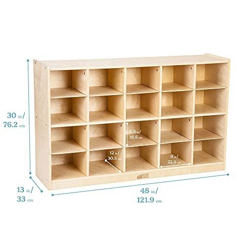 ECR4Kids 20 Cubby Mobile Tray Storage Cabinet, 4x5, Classroom Furniture, Natural