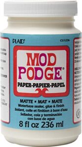 mod podge waterbase sealer, glue and finish for paper (8-ounce), cs11236 matte finish