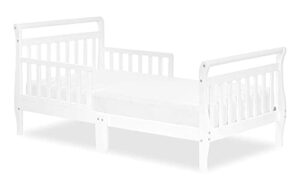 dream on me classic sleigh toddler bed in white, jpma certified, comes with safety rails, non-toxic finishes, low to floor design, wooden nursery furniture