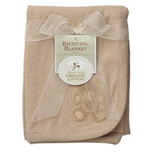american baby company 30 x 40 embroidered swaddle blanket made with organic cotton, mocha, soft breathable, for boys and girls