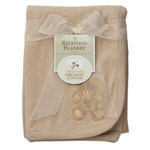 American Baby Company 30 X 40 Embroidered Swaddle Blanket Made with Organic Cotton, Mocha, Soft Breathable, for Boys and Girls