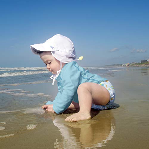 i play. Baby Flap Sun Protection Swim Hat, White, 0-6 Months