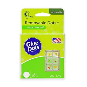 glue dots double-sided removable dots, 1/2'', clear, roll of 200