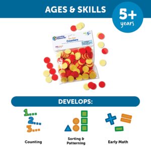 Learning Resources Two-Color Counters, Set of 200, Ages 5+, Grades K+, Educational Counting Sorting and Patterning, Family Counters,Back to School Supplies,Teacher Supplies