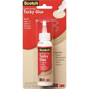 scotch quick drying tacky glue, 2 fl oz, acid free and photo safe (6052a-1)