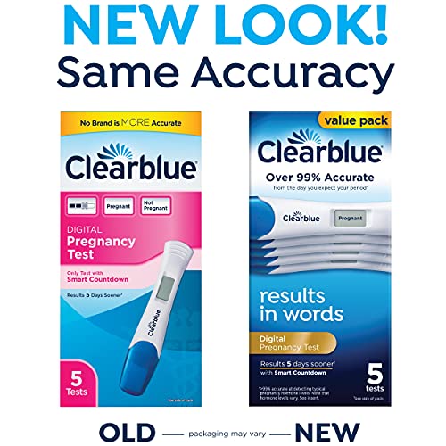 Clearblue Digital Pregnancy Test with Smart Countdown, 5 count