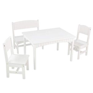 kidkraft nantucket wooden table with bench and 2 chairs, children's furniture - white, gift for ages 3-8