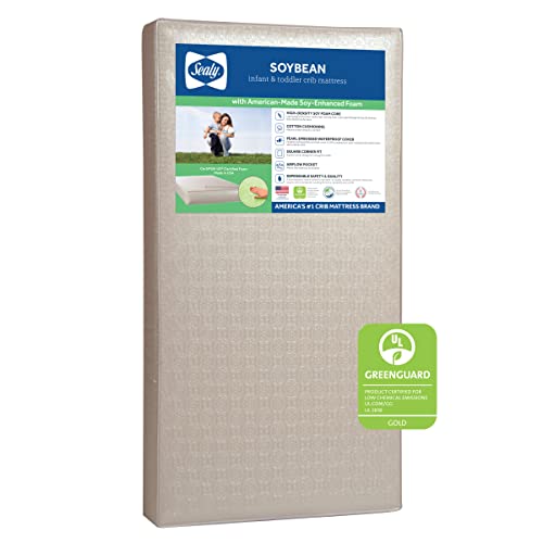 Sealy Soybean Foam-Core Waterproof Baby Crib Mattress and Toddler Mattress - Lightweight Soybean Foam-Core, Greenguard Air Quality Certified - Made in USA, 52"x28"