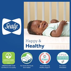 Sealy Soybean Foam-Core Waterproof Baby Crib Mattress and Toddler Mattress - Lightweight Soybean Foam-Core, Greenguard Air Quality Certified - Made in USA, 52"x28"