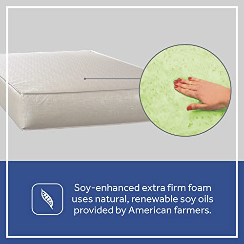 Sealy Soybean Foam-Core Waterproof Baby Crib Mattress and Toddler Mattress - Lightweight Soybean Foam-Core, Greenguard Air Quality Certified - Made in USA, 52"x28"