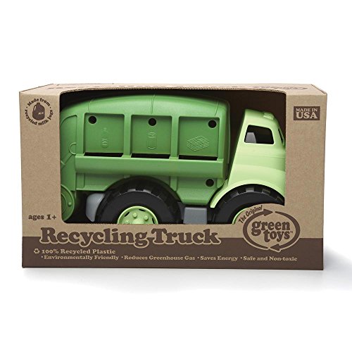 Green Toys Recycling Truck in Green Color - BPA and Phthalates Free Garbage Truck for Improving Gross Motor, Fine Motor Skills. Kids Play Vehicles