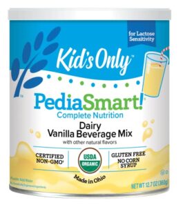 pediasmart dairy vanilla complete nutrition beverage powder mix, 12.7 oz (pack of 1) | | usda organic | clean label project verified