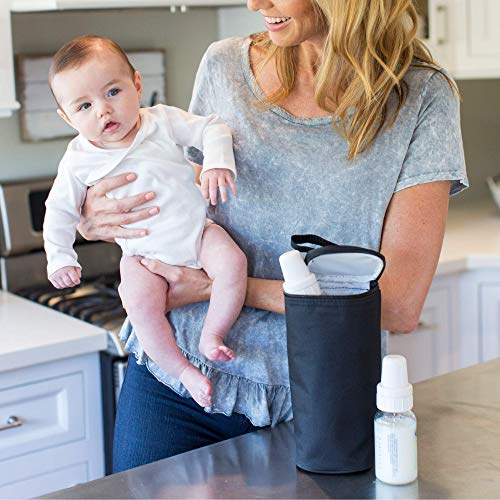 J.L. Childress Breastmilk Cooler Bag - Ice Pack Included - Insulated & Leak Proof Newborn Bottle Bag - Fits 1-2 Bottles - Bottle Bag for Daycare - Breastmilk Cooler Bag for Travel - Black