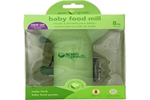 green sprouts fresh baby food mill - easily purees food for baby, separates seeds & skins, compact size, no batteries or electricity needed, dishwasher safe