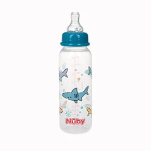 Nuby Printed Non-Drip Bottle, 1 Pack of 1 Bottle, 8 Ounce, Colors May Vary