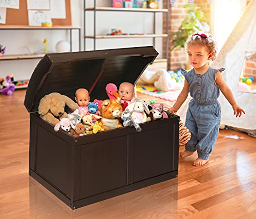 Hardwood Safety Hinge Barrel Top Toy Storage Chest