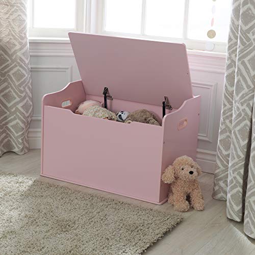 KidKraft Austin Wooden Toy Box/Bench with Safety Hinged Lid - Pink, Gift for Ages 3+, Amazon Exclusive