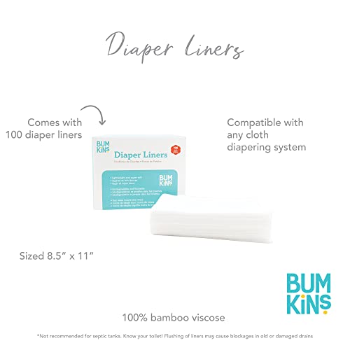 Bumkins Disposable Cloth Fabric Diaper Liner, Biodegradable, Neutral, 100 Count (Pack of 1)
