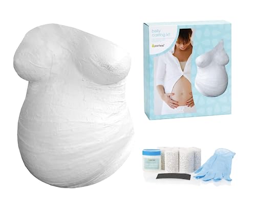 Pearhead Belly Casting Kit, Gender-Neutral Pregnancy Keepsake for Expecting Mothers, Mother’s Day Keepsake, Pregnant Belly Imprint DIY Plaster Mold Kit, White