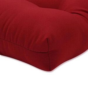 Pillow Perfect Outdoor/Indoor Pompeii Tufted Seat Cushions (Round Back), 19" x 19", Red, 2 Pack