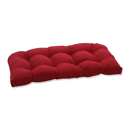 Pillow Perfect Pompeii Solid Indoor/Outdoor Wicker Patio Sofa/Swing Cushion Tufted, Weather and Fade Resistant, 19" x 44", Red