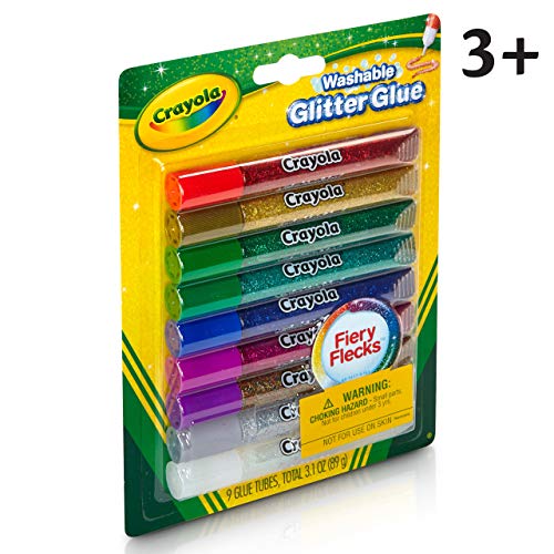 Crayola Washable Glitter Glue, Assorted Colors 9 ea (Pack of 3)